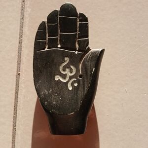 Black Stone Hamsa Hand Ohm Symbol Incense Holder